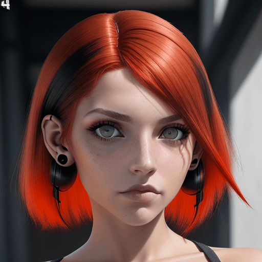 AI generated: Foto de una chica ultra realista, con cabello color pelirrojo, cabello corto, con 
 auriculares colo...