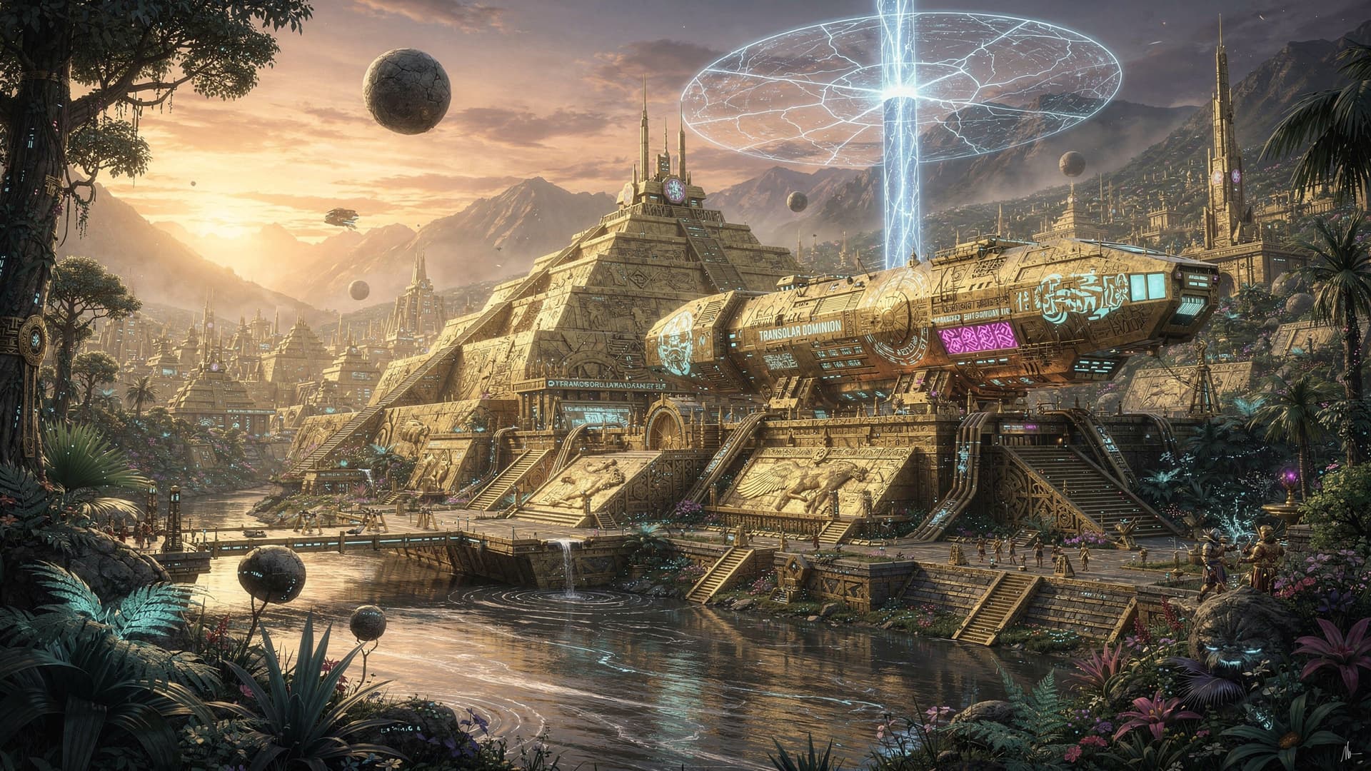 AI generated: The Tartarian Awakening Dawn, Early Sunrise: Inca Jaguars and Warriors at the Transolar Depot parlin...