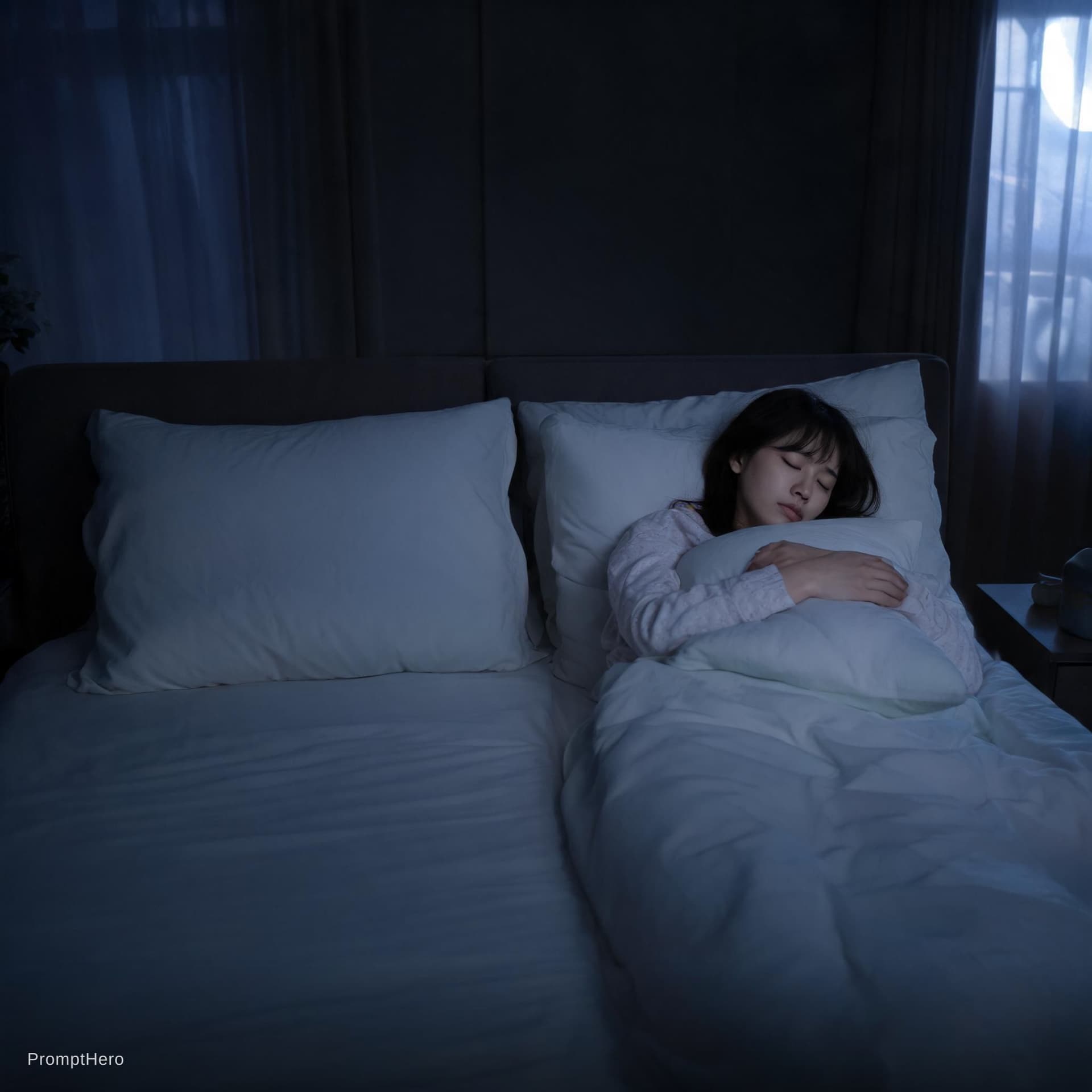 AI generated: una mujer triste durmiendo sola