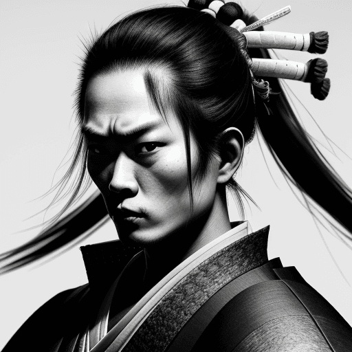 AI generated: samurai , black and white realism