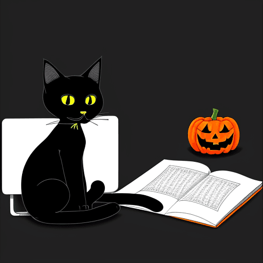 AI generated: 

Draw a black cat typing on a laptop, with a coffee mug next to it. Keep the background simple. Kid...
