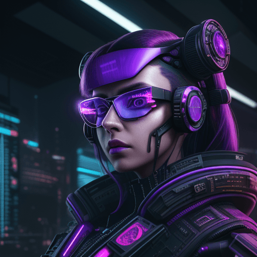 AI generated: AR glasses, sci-fi, cyberpunk, extremely futuristic, violet, dark, hyper-intricate, hyper detailed, ...