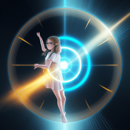 AI generated: create a picture related to time travel, a person is in Shine portal, 
