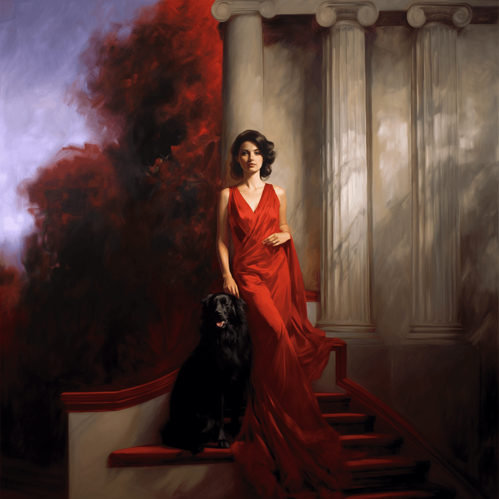 AI generated: woman in a red dress