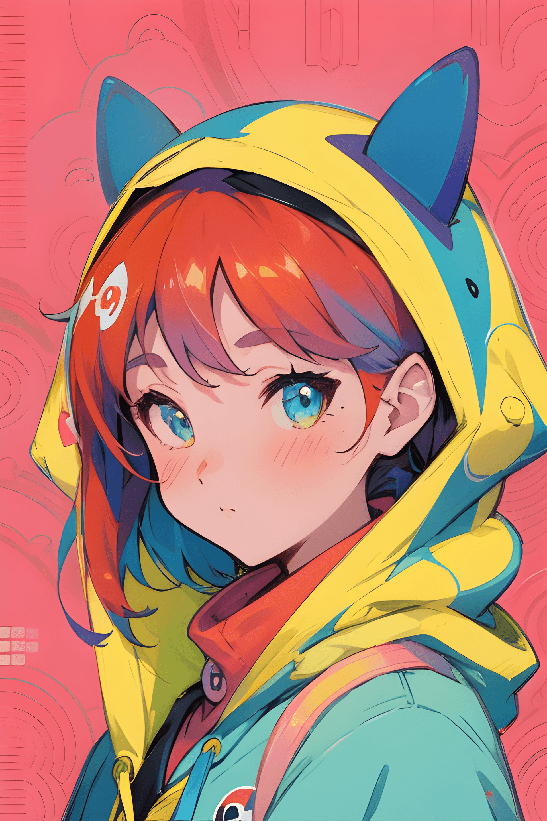 AI generated: a close up of a person wearing a hoodie, a character portrait, inspired by Hikari Shimoda, pixiv, se...