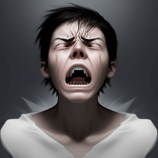 AI generated: minimalist image, no background, person with blurred and pixelated face, face of anguish and confusi...