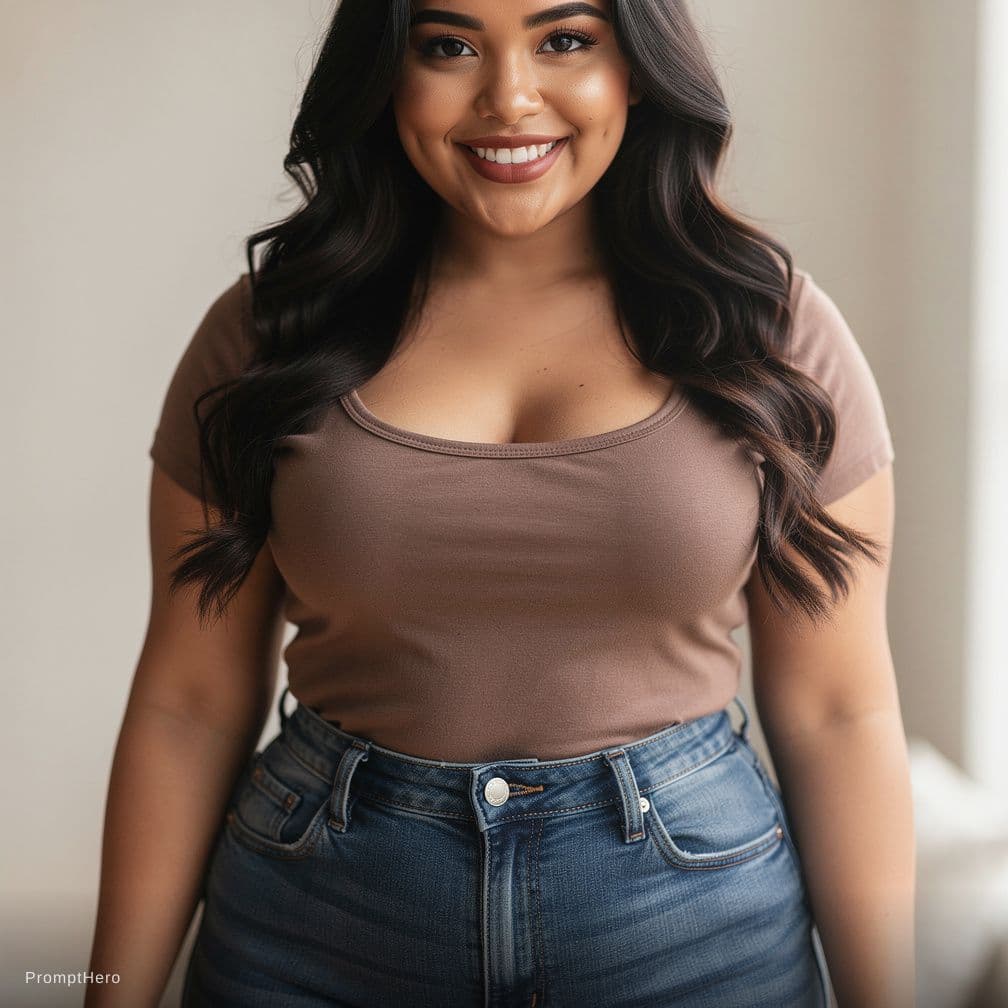 AI generated: cute 18 year old latina, perfect sexy curvy body, perfect big tits, cute smile, gorgeous eyes, perfe...
