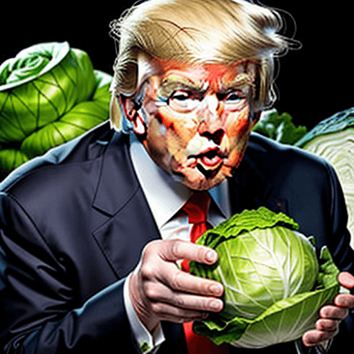 AI generated: Donald Trump eating a cabbage





