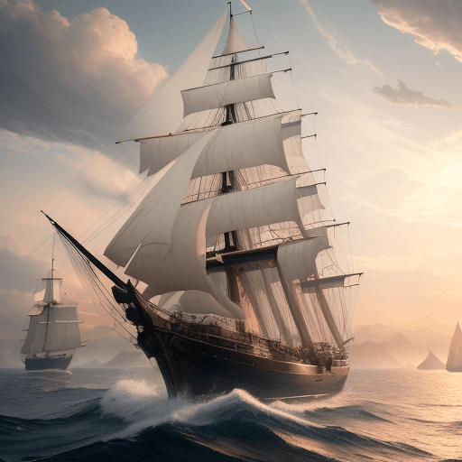AI generated: Photo of a ultra realistic sailing ship, dramatic light, pale sunrise, cinematic lighting, battered,...
