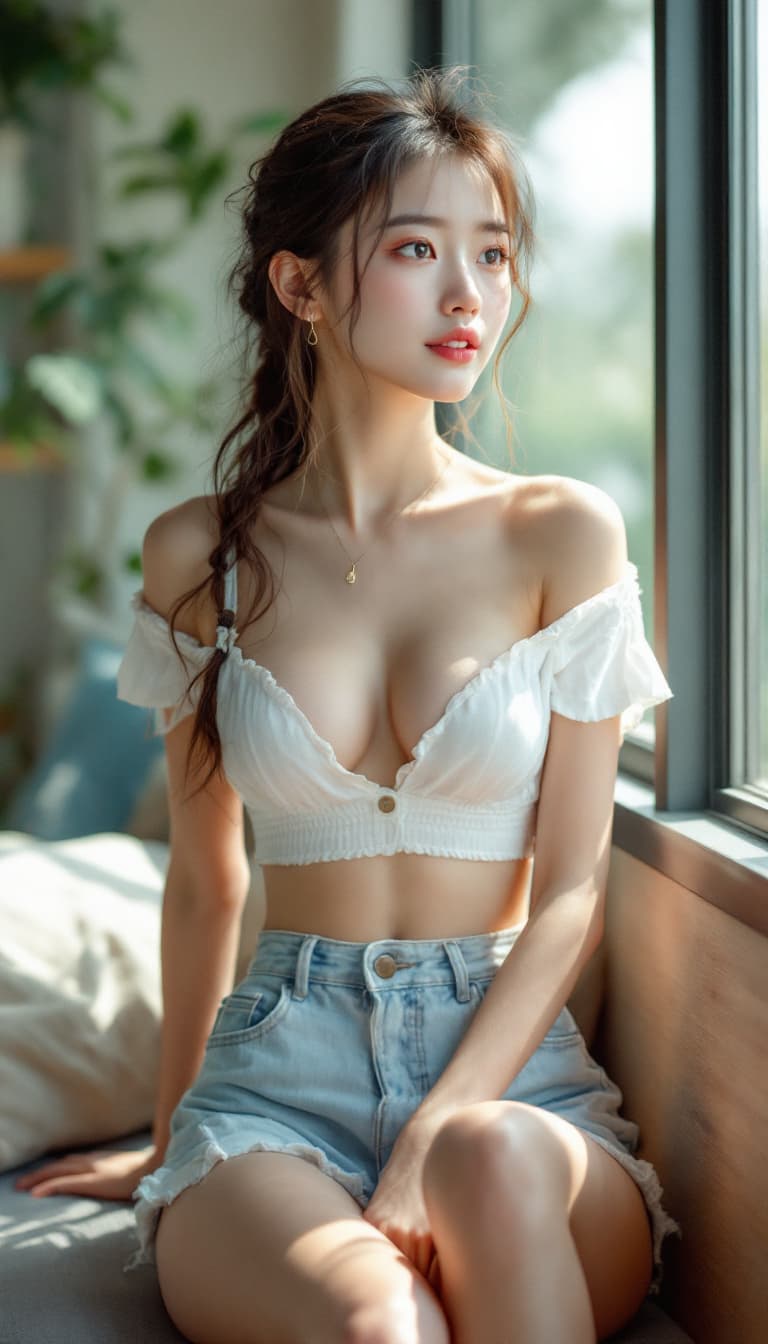 AI generated: ultra-realistic photo of a cute Janpan girl, 17-years-old, summer, inner wear, skinny, slim,shot on ...
