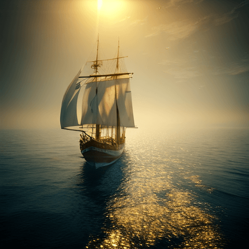 AI generated: Photo of a ultra realistic sailing ship, dramatic light, pale sunrise, cinematic lighting, battered,...
