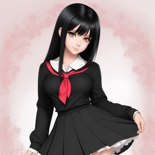 AI generated: A gorgeous looking anime girl with black hair wearing a school dress ,anime style 