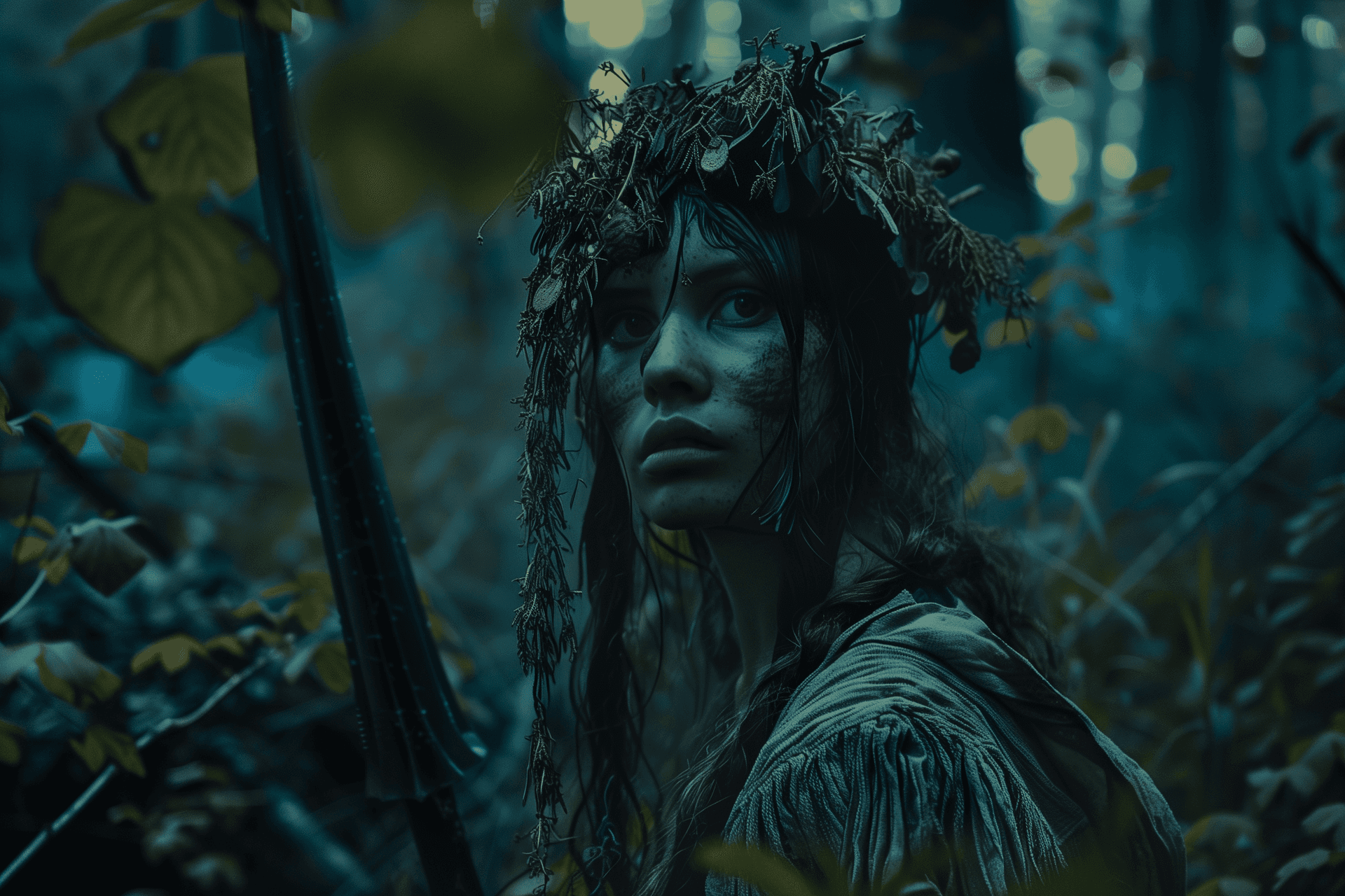 AI generated: a shot of a kikimora, a mythological character from Slavic folklore, a scene from a film, the kikimo...