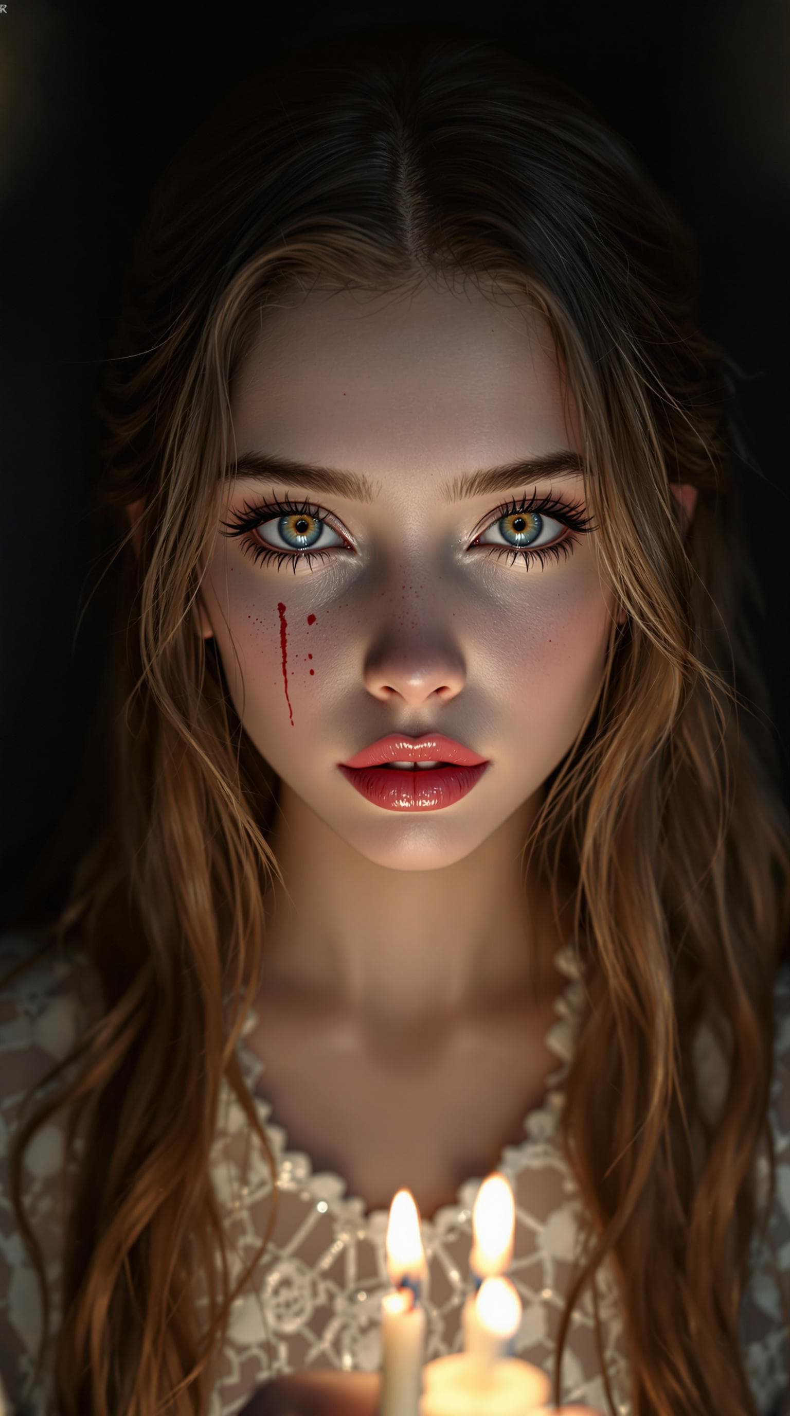 AI generated: a professional photo of a most beautiful 7th grade girl in the world, vampire, in a highly detailed,...