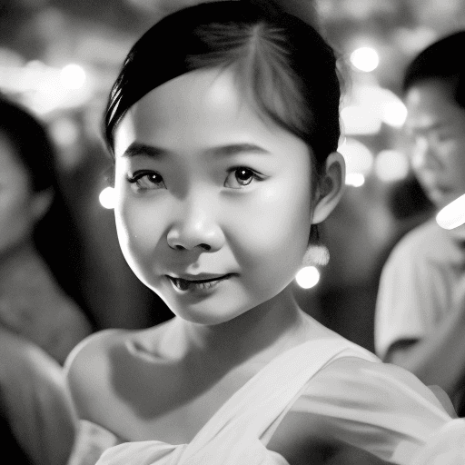 AI generated: a flash photography portrait of thai girl in the new year party at thonglor, hyperrealistic film noi...