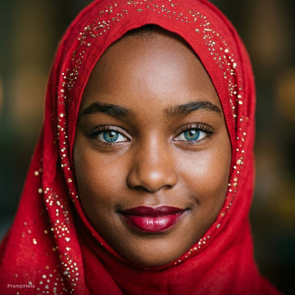 AI generated: The image features a close-up of an African girl face, focusing on their eyes and upper cheeks. The ...