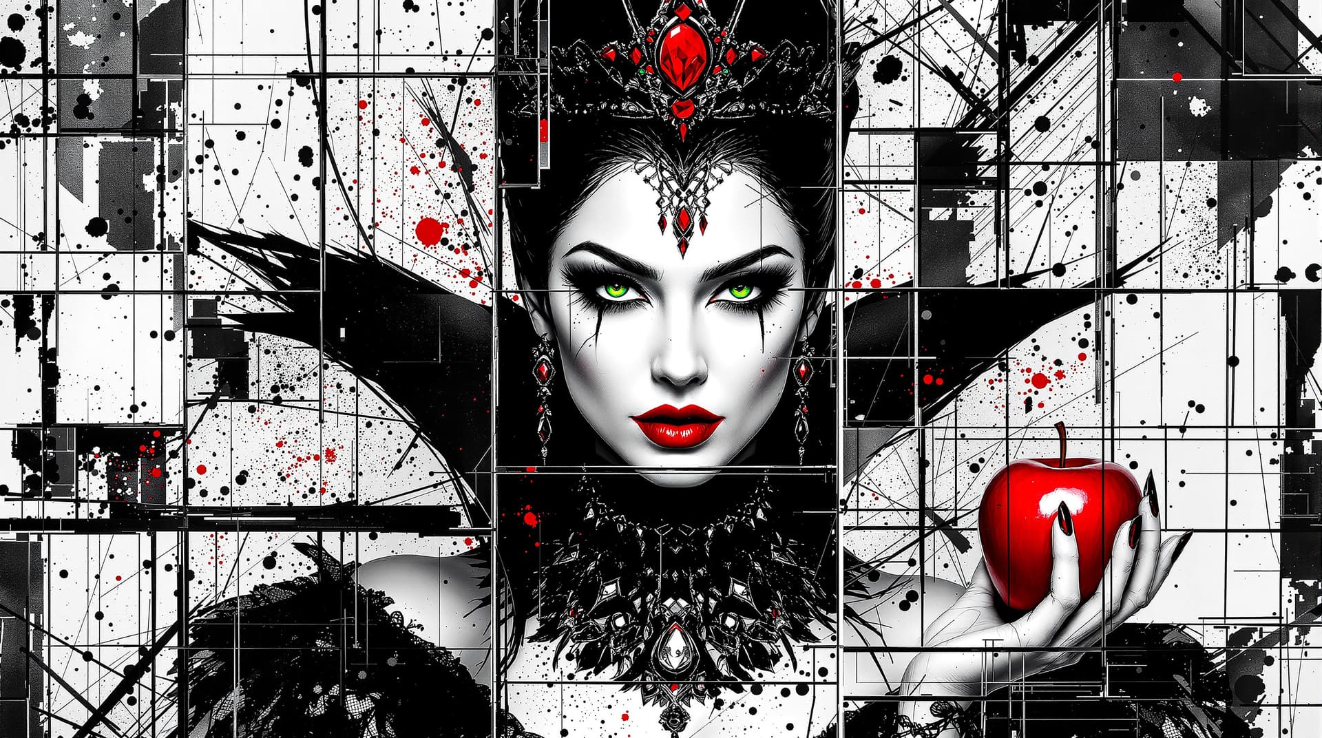 AI generated: STYLE: "A fusion of Dave McKean+Patrick Nagel+abstract expressionism where fragmented geometric comp...