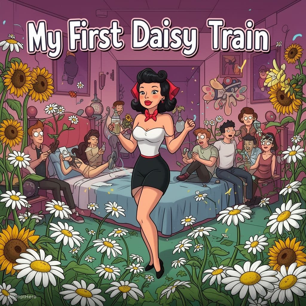 AI generated: And adult party otherwise known as a gangbang. I want the title of it to be my first Daisy train wit...