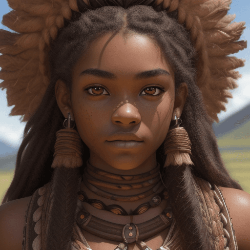 AI generated: A ultra-highly detailed soul-stirring closeup portrait foto of 22 year old super attractive tribal t...