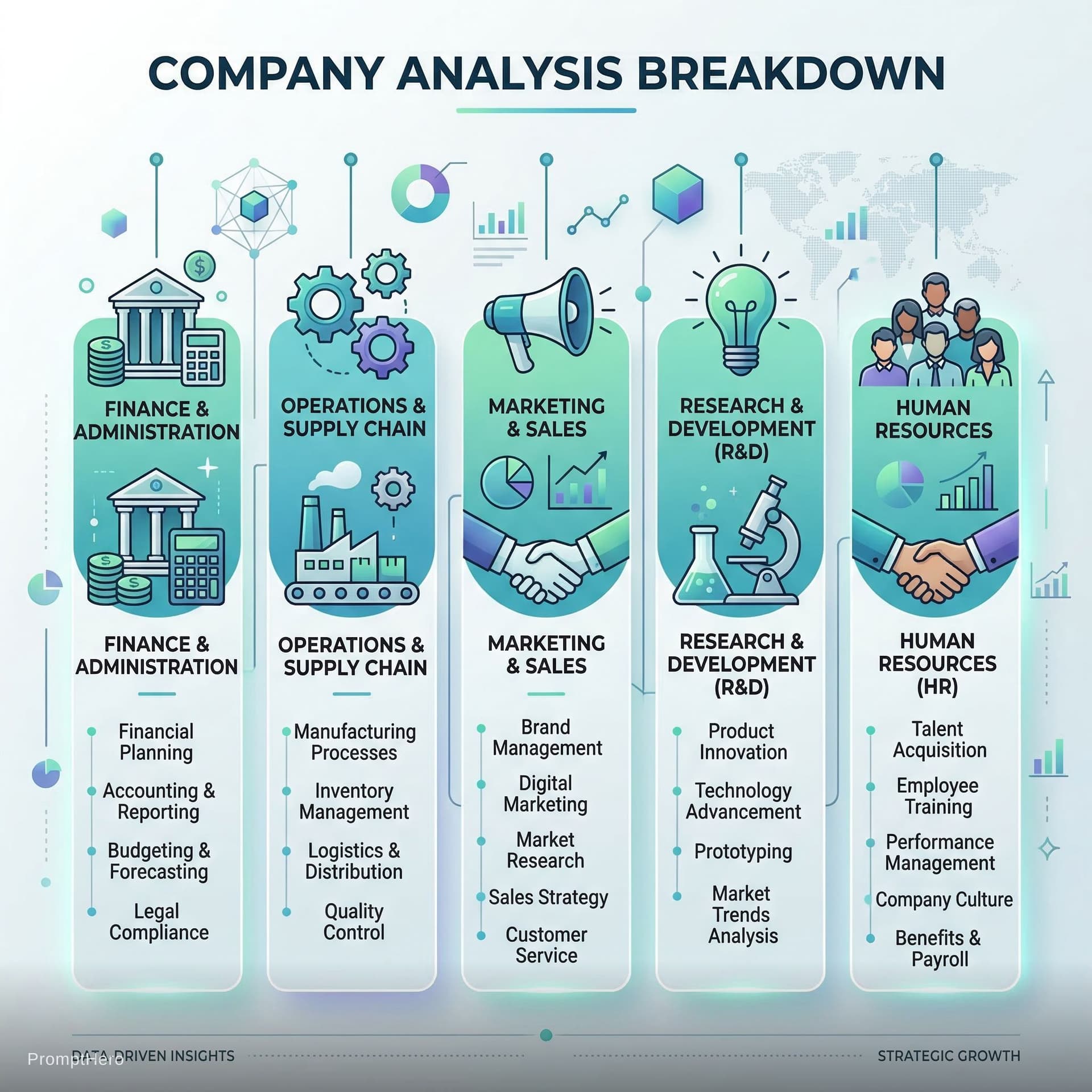 AI generated: an analysis image that give the breakdown of a company the image should be modern and minimalistic