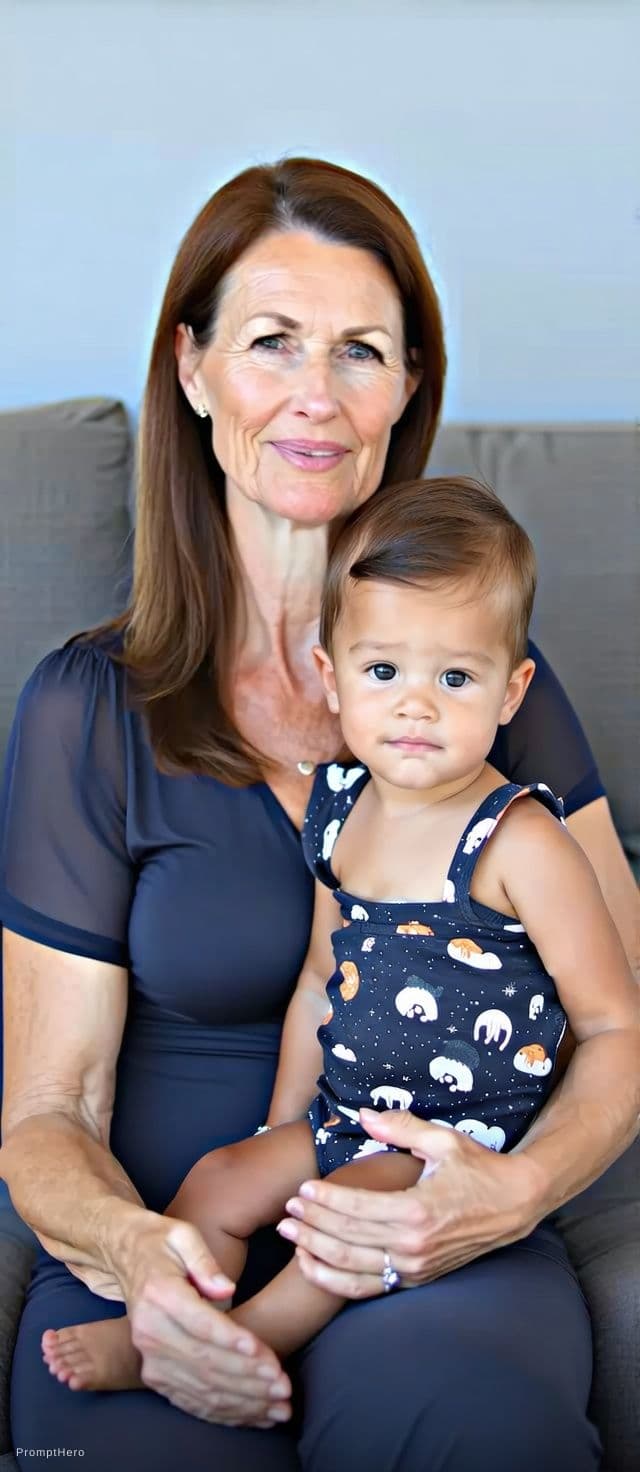 AI generated: woman who breast feeding childs by pulling both breast outside