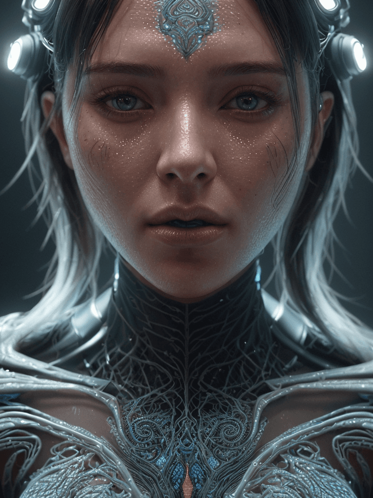 AI generated:  Instagram model close-up portrait. bioluminiscent ambiance, intricate artwork .octane render, trend...