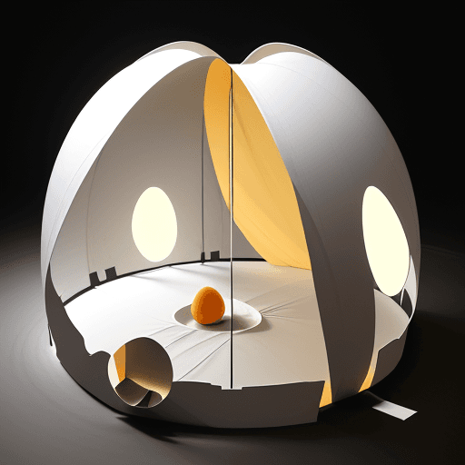 AI generated: an egg-shaped structure, it uses a kind of frame creating a circle at the base and a smaller one at ...