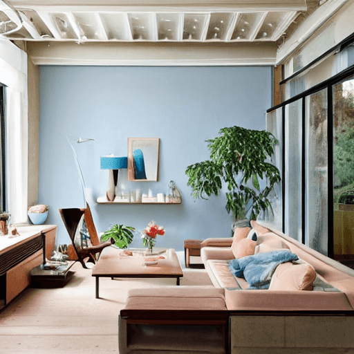 AI generated: high resolution photography interior design, dreamy sunken living room conversation pit, wooden floo...
