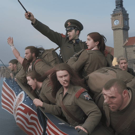 AI generated: High resolution of stong and mad Serbian rebit worrior squad going towards liberty.