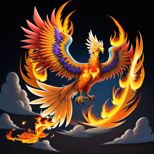 AI generated: Imagine the mystical Phoenix bird, flying and shining brightly while leaving its trail of fire.