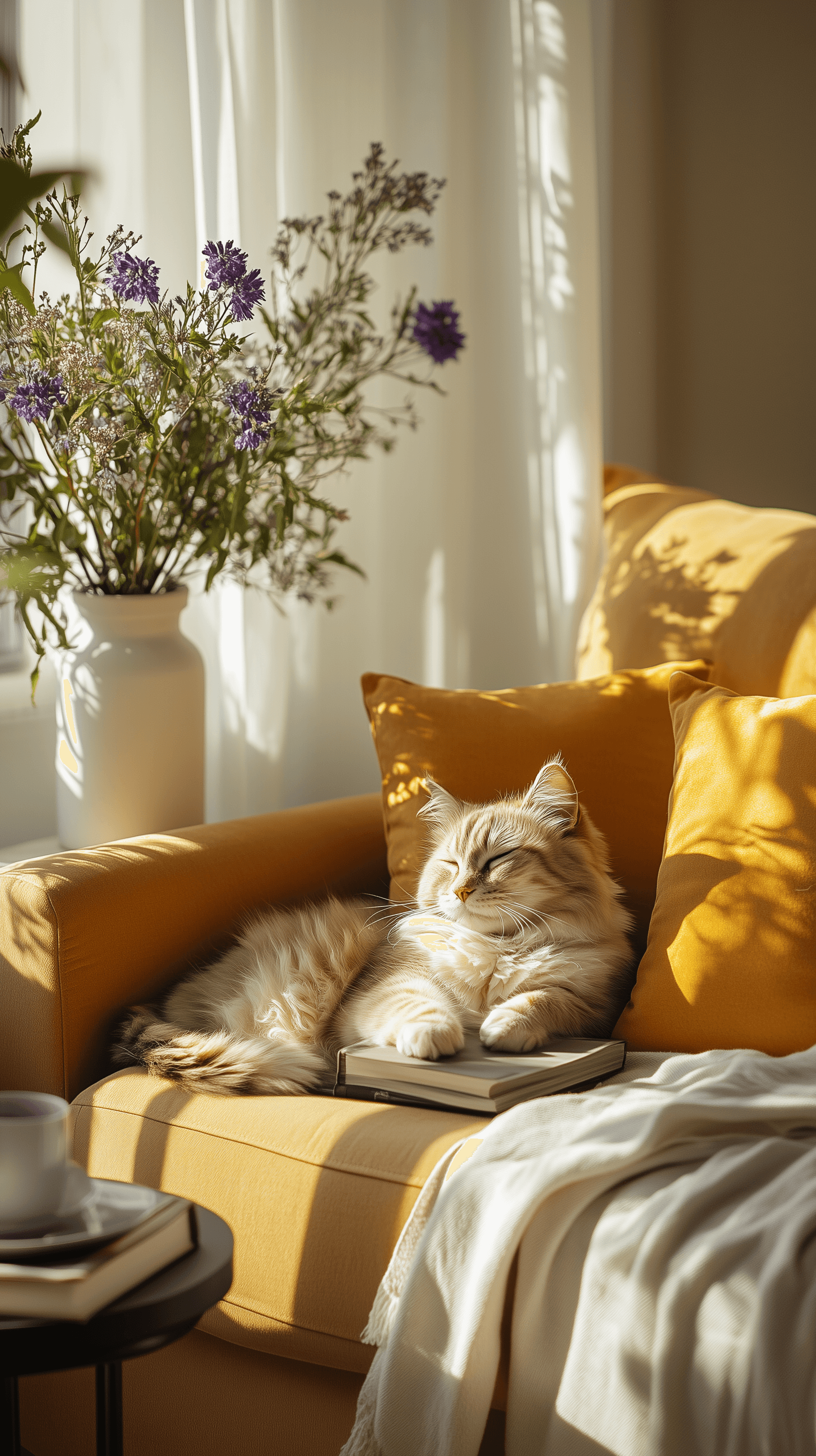 AI generated: photography, apartment living room, minimalistic, full-frame DSLR camera, color of the space is limi...