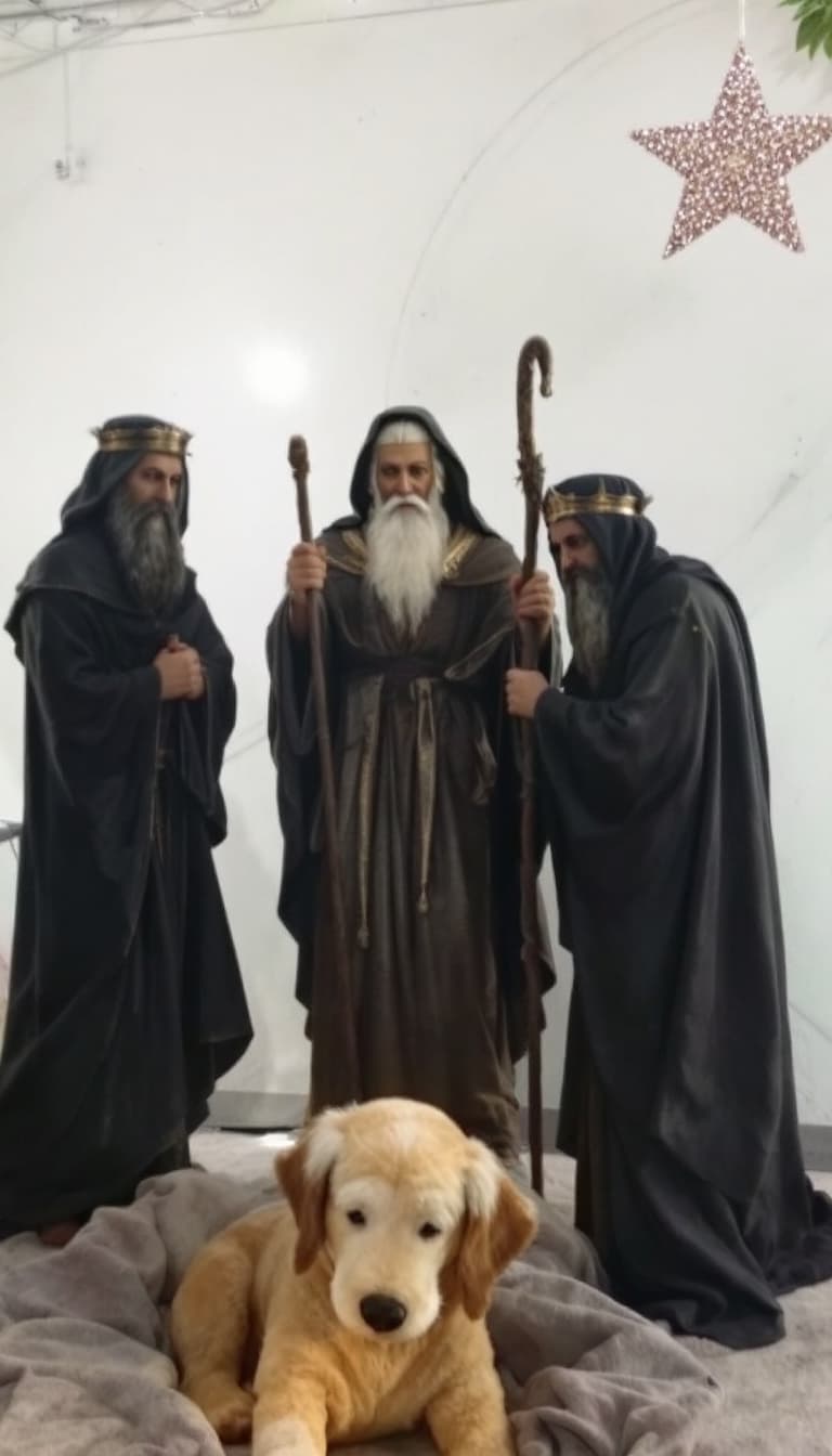 AI generated: HACER UN CRISMA DE NAVIDAD,  CON LOS PASTORES.  LOS TRES REYES MAGOS PROMPT