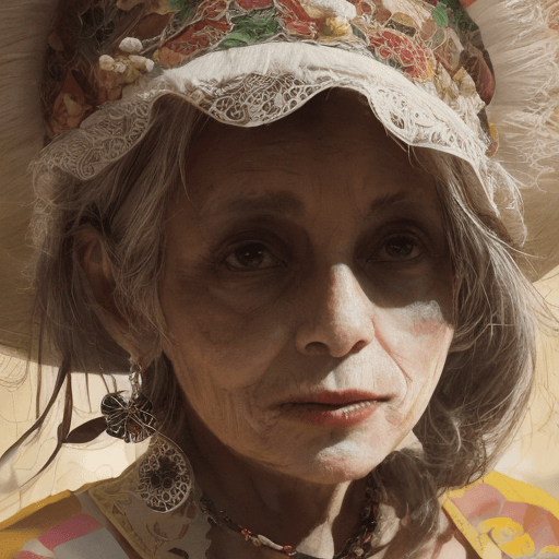 AI generated: Imagine Mama Lupita, an elderly woman dressed in traditional Mexican attire for the Day of the Dead....