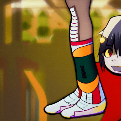 AI generated: Megumin with socks on and legs in the air