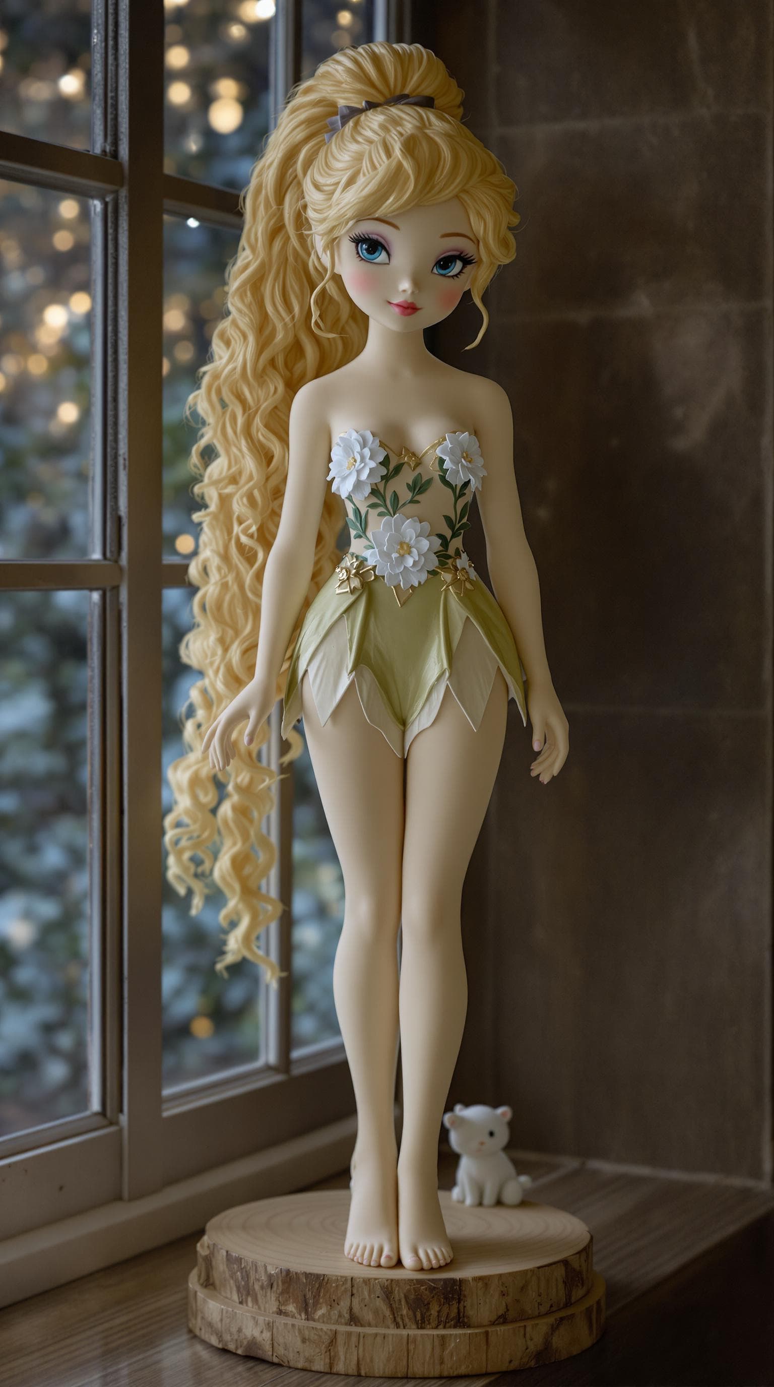 AI generated: a professional photo of a exceptionally beautiful porcelain figurine (16 inch figurine), of a (young...