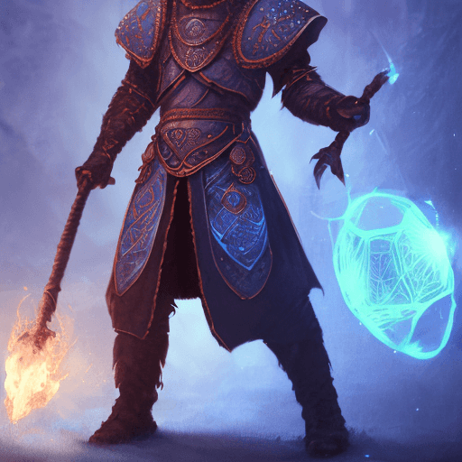 AI generated: mdjrny-v4 style Efreeti, humanoid genie, dungeons and dragons, blurred environment background, magic...