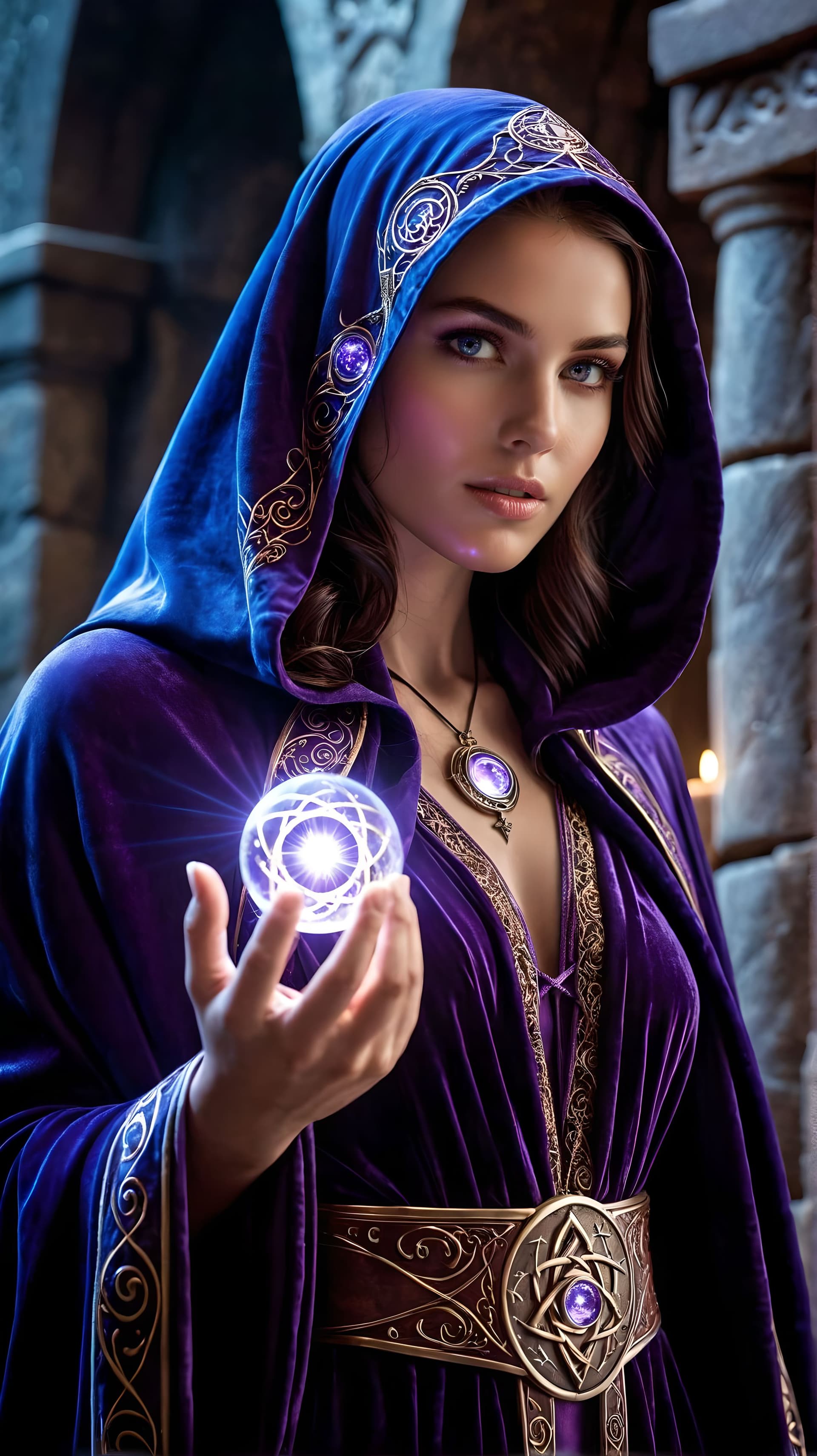 AI generated: A masterful Wizard cloaked in shimmering arcane robes levitates above an ancient, rune-etched tower....