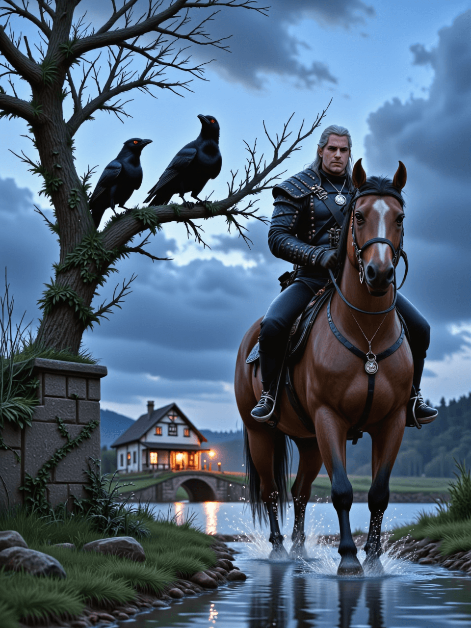 AI generated: horseback.heavy leather armor.best quality. White Balance. light and shade contrast. man and horse. ...