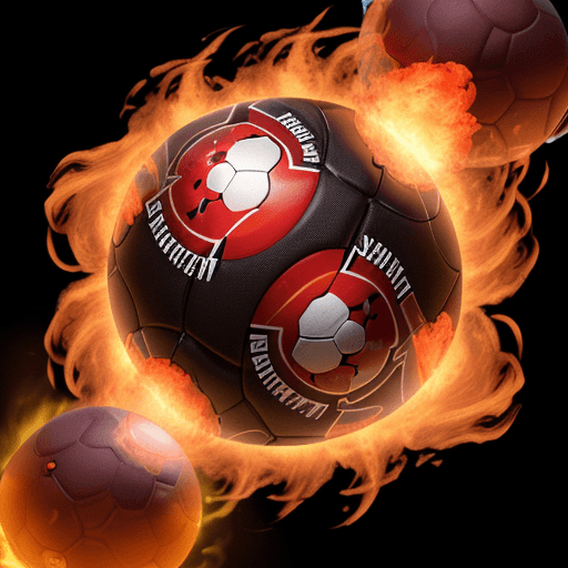 AI generated: american footballist with flaming american balls::3 prokaryotic::1 nuclear::1 DSLR::1 vermillion::1 ...