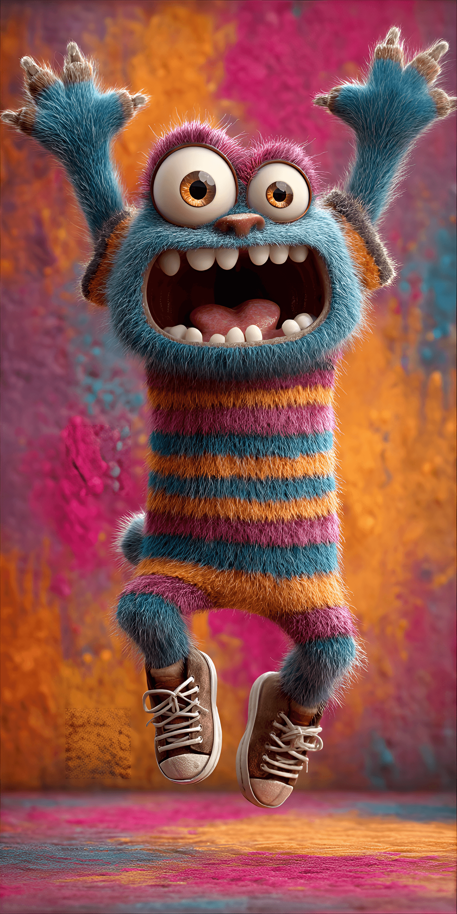 AI generated: funny caricature, comical monster caricature, fictional colorful creature, ageless, with multiple ey...