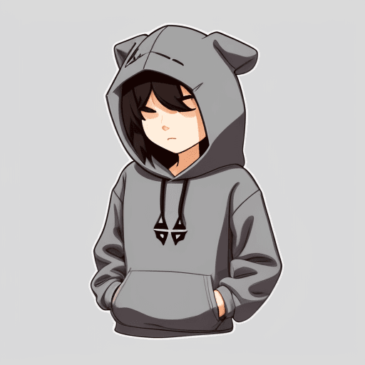 AI generated: Create, A character wearing gray hoodie, simple, doodle vector, flat design, 