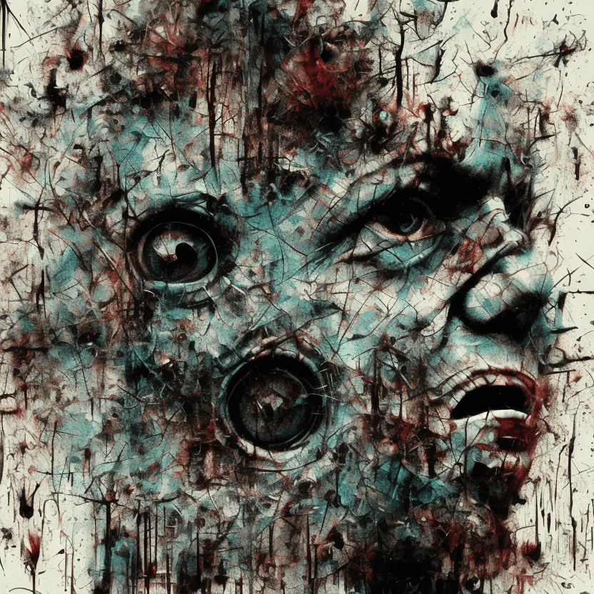 AI generated: zombie abstract crowded streets illustration, glitch effects, fading, by Guy Denning, by Johannes It...