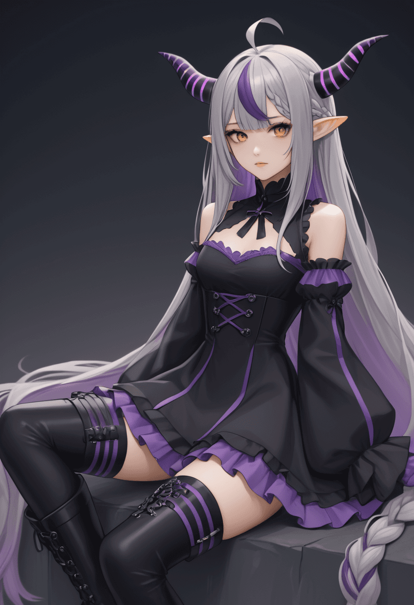 AI generated: <lora:VTuber_LaDarkness_v2:1> VTuber_Darkness, (VTuber_Darkness, multicolored hair, purple hair, gre...