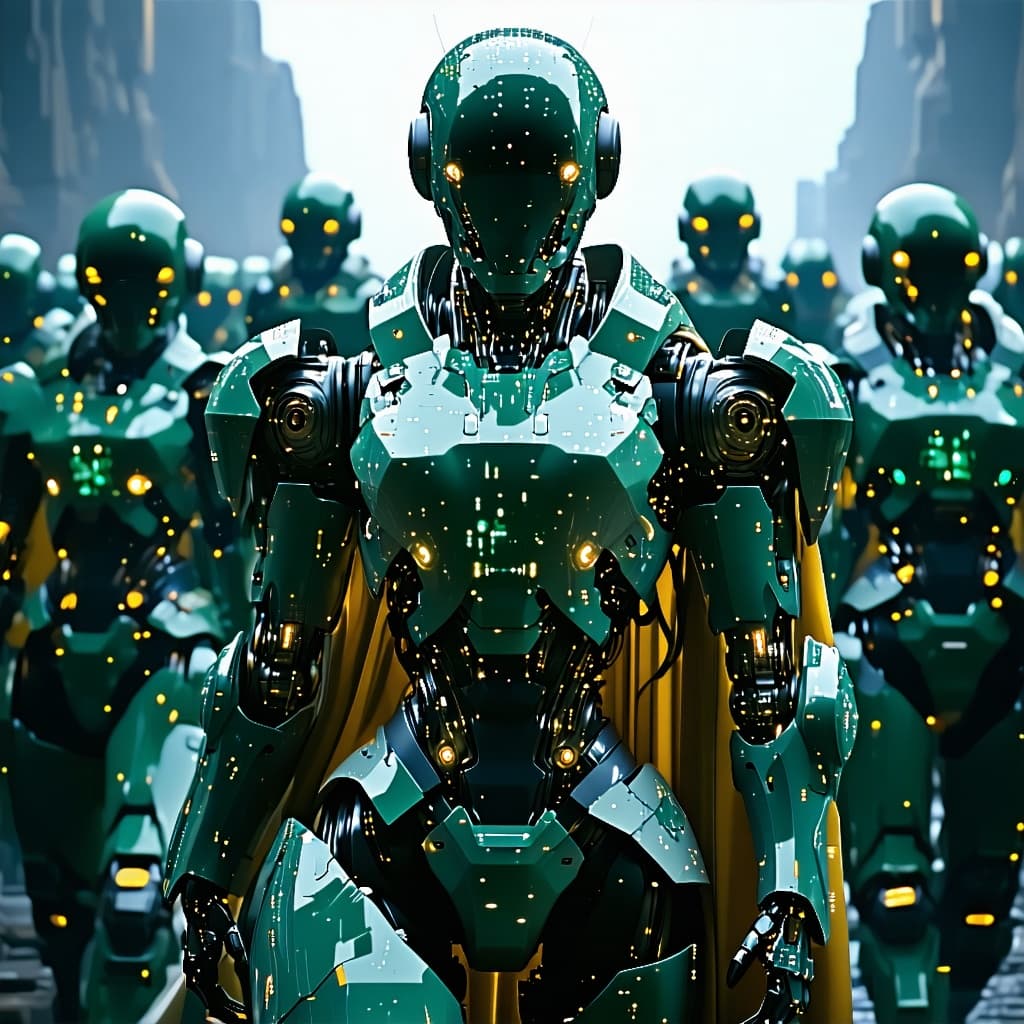 AI generated: Create a visual, show these forces as a peaceful invasion occupying force upon a planet. The figure ...