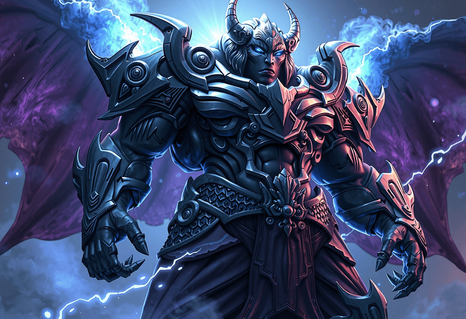 AI generated: A majestic elemental, its body encased in shimmering obsidian armor, stands tall against a backdrop ...