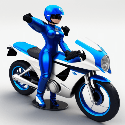 AI generated: 3D motorbike logo, thick, embossed, blue, shiny, very elegant and graceful. The logo contains images...