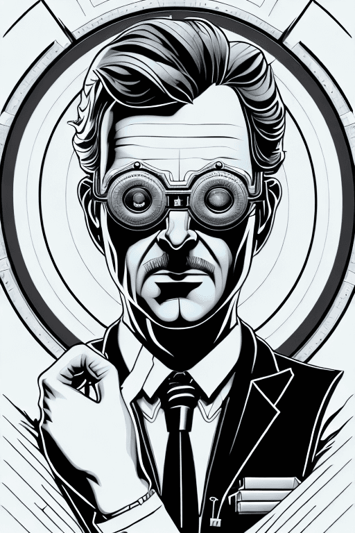 AI generated: A shockingly detailed monochromatic vector illustration of "Doctor Wolfe" unaliasing an anomalous ar...