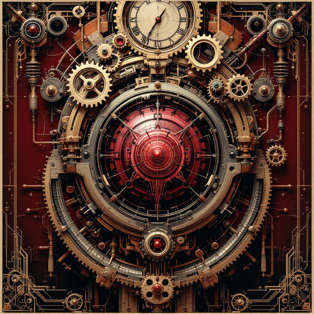 AI generated: Create an extremely photorealistic and surreal steampunk-inspired poster with a bold and striking vi...