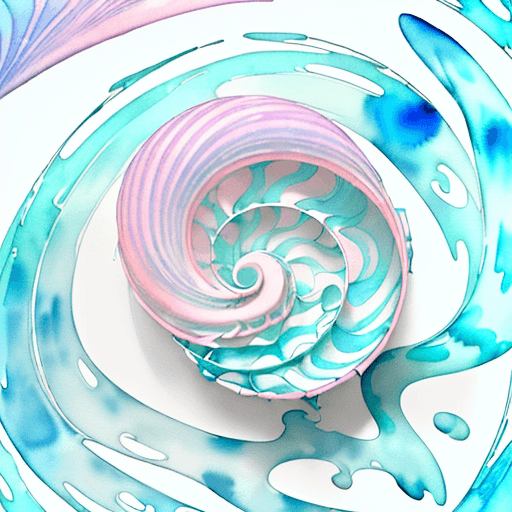 AI generated: A cool and elegant brand logo featuring a shell in geometrical skeleton lines. Add water waves. Use ...