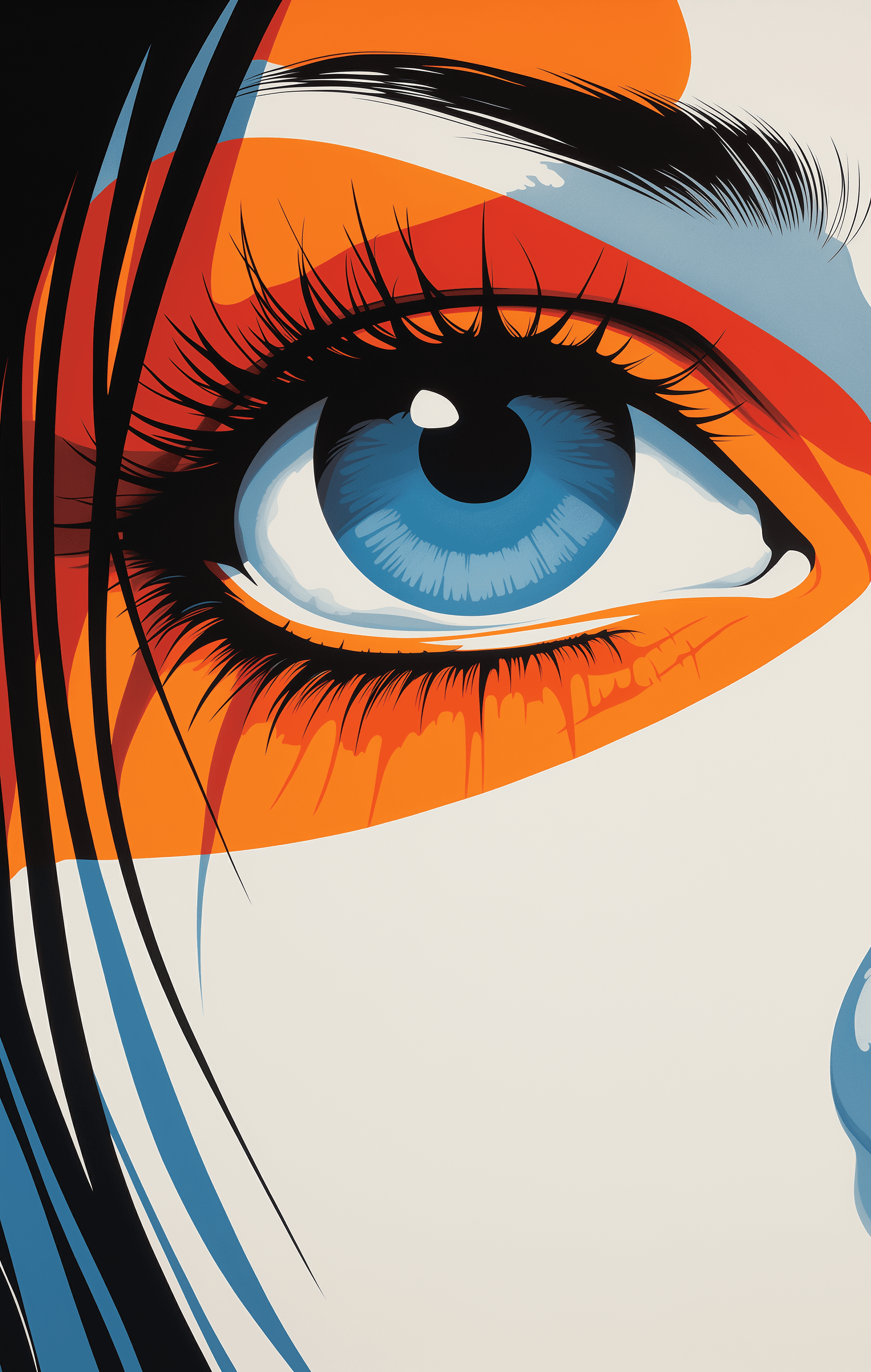 AI generated: a woman's eye and a face in different colors, in the style of realistic hyper-detail, light navy and...